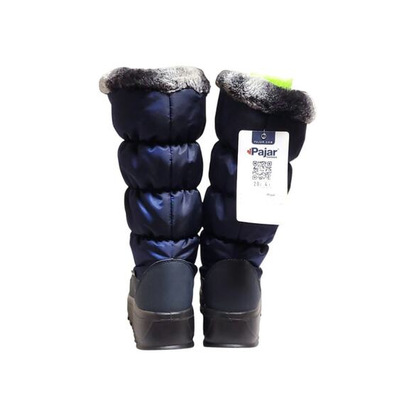 NWT PAJAR Navy Puffer Faux Fur Waterproof Insulated Tall Snow Boots Sz 10 - Picture 9 of 16